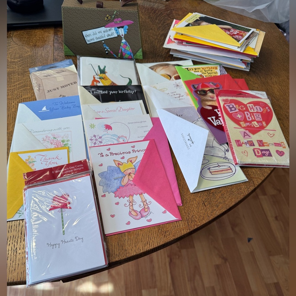 50+ assorted greeting cards - birthday, holidays, sympathy, support, say hi, etc